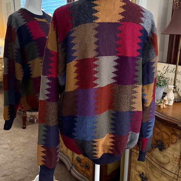 Millima Colorful Geometric Pattern 100% Alpaca Sweater - Picture 4 of 8